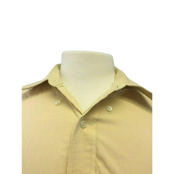 IZOD Mens Casual Button Shirt Yellow Size 17 34/35 XL L/S Cotton Easy Care - Picture 2 of 12